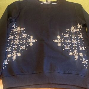 HEMANT & NANDITA RHINESTONE EMBELLISHED PULLIVER. NWT. BLACK